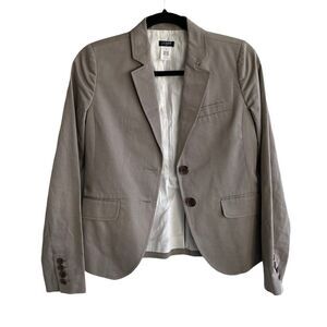 J. CREW Cotton Button Front Blazer Taupe Tan 0